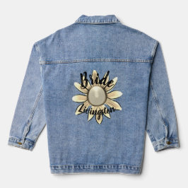 Floral Golden Daisy Bride Wedding Geschenk Jeansjacke