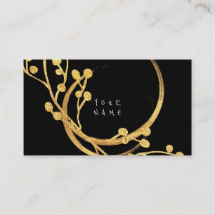 Floral Golden Foil Glass Black Glam Vip Visitenkarte