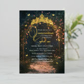 Floral Golden Garden Butterfly Quinceanera Folieneinladung (Stehend vorne)