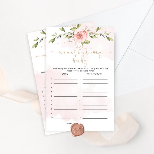 Floral golden Name, das Lied Baby Dusche Spiel (Von Creator hochgeladen)