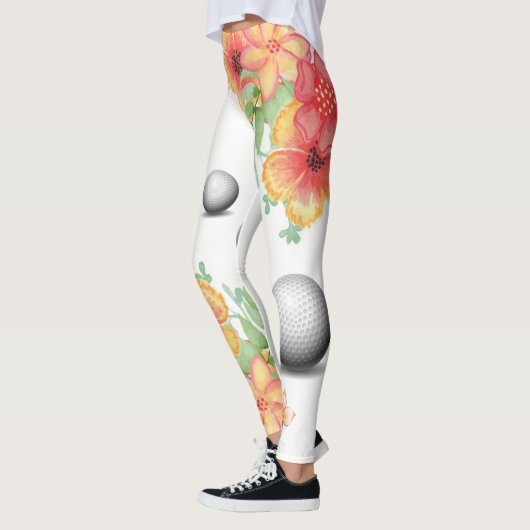 Floral Golf Balls Golfer Leggings (Links)