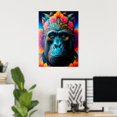 Floral Gorilla Animal Posters Poster (Heimbüro)
