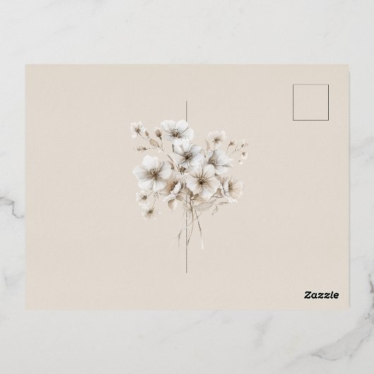 Floral Gothic Black Wedding Folie Einladungspostkarte (Rückseite)