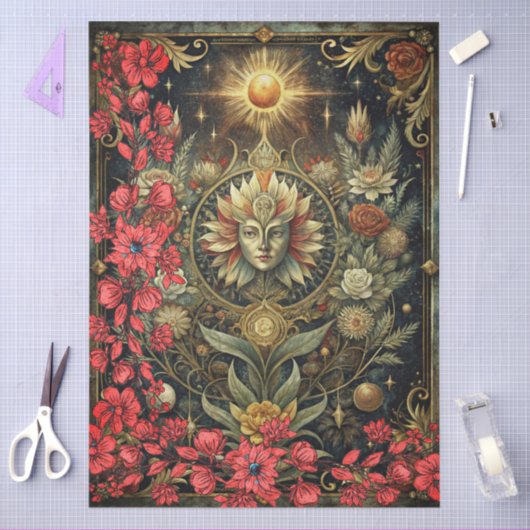 Floral Gothic Tarot Reader's Card Abstract Collage Seidenpapier (Basteln)