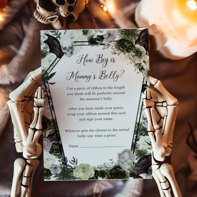 Floral Gothic Wie groß ist Mommys Bly Game (Floral Gothic Coffin Baby Shower How Big is Mommys Belly Game)