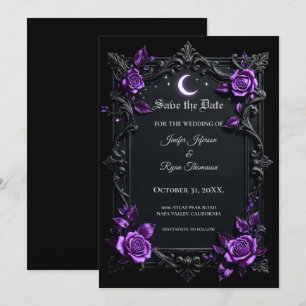 Floral-gotische Halloween-Save-the-Date-Einladung Einladung