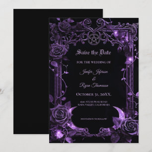 Floral-gotische Halloween-Save-the-Date-Einladung Einladung