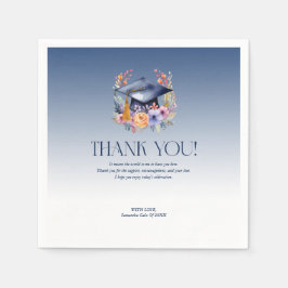 Floral Grad hat Dankeschön Karte Serviette
