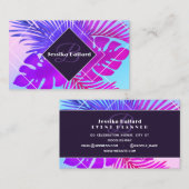 Floral gradient and watercolor purple blue visitenkarte (Vorne/Hinten)