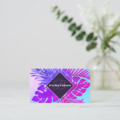 Floral gradient and watercolor purple blue visitenkarte (Stehend Vorderseite)