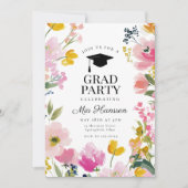 Floral Graduation Party Invitation Photo Back Einladung (Vorderseite)