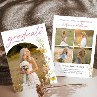 Floral Graduation Party Photo Invitation Einladung