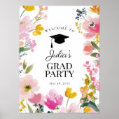 Floral Graduation Party Welcome Sign Poster (Vorne)