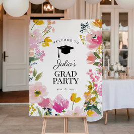 Floral Graduation Party Welcome Sign Poster
