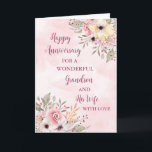 Floral Grandson und seine Ehefrau Hochzeitstag Karte<br><div class="desc">Glückliche Hochzeitskarte für Enkel und seine Ehefrau mit wunderschönen Aquarellfarben Vintage Blume und sentimental Vers.</div>