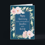 Floral Grandson und seine Ehefrau Jahrestag Karte<br><div class="desc">Glückliche Hochzeitskarte für Enkel und seine Ehefrau mit schönen Vintagen rosa Aquarellfarben-Blume und sentimental Vers.</div>