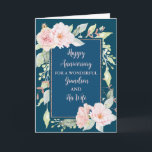 Floral Grandson und seine Ehefrau Jahrestag Karte<br><div class="desc">Glückliche Hochzeitskarte für Enkel und seine Ehefrau mit schönen Vintagen rosa Aquarellfarben-Blume und sentimental Vers.</div>