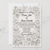 Floral Graphite Photo Wedding Invitation Einladung (Vorderseite)