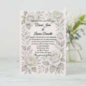 Floral Graphite Photo Wedding Invitation Einladung (Stehend Vorderseite)