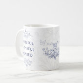 Floral Grateful Thankful Blessed Motif Kaffeetasse (Vorderseite Links)