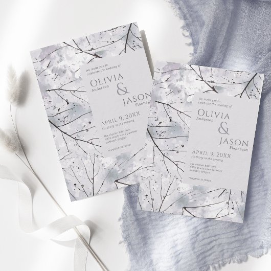 Floral Grau Lavender Watercolor Einladung