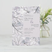 Floral Grau Lavender Watercolor Einladung (Stehend Vorderseite)