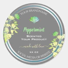Floral-graue Produktverpackungen Etiketten Silbere Runder Aufkleber