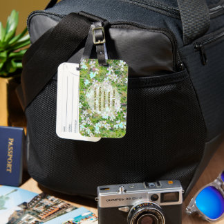 FLORAL, GREEN AND WHITE/TRAVEL QUOTE Luggage Tag Gepäckanhänger