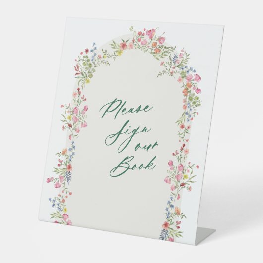 floral green arch guest book wedding sockelschild (Vorderseite)