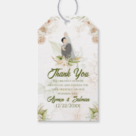 Floral Green & Beige Islamische Hochzeit Vielen Da Geschenkanhänger