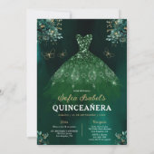 Floral Green Bilingual Spanish Quinceanera Einladung (Rückseite)
