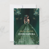 Floral Green Bilingual Spanish Quinceanera Einladung (Vorderseite)