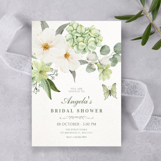 Floral green bridal shower einladung