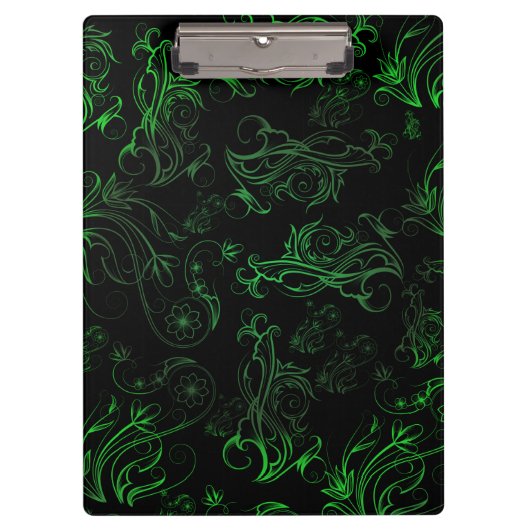 Floral Green Clipboard Klemmbrett (Vorderseite)