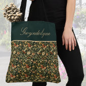 Floral Green Cream William Morris Inspired w Name Tasche