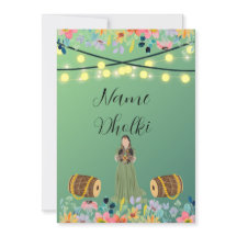 Floral green Dholki Nacht Einladung