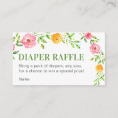 Floral Green Diaper Raffle Ticket Baby Dusche Begleitkarte (Vorderseite)