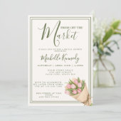 Floral Green Fresh Off The Market Bridal Shower  Einladung (Stehend Vorderseite)