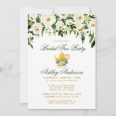 Floral Green Gold Bridal Tee Party Einladung GS (Vorderseite)