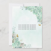 Floral Green Gold Princess Birthday Quinceanera Einladung (Rückseite)