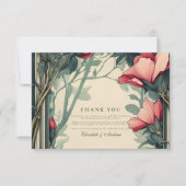Floral Green Gold Wedding Art Nouveau Dankeskarte (Vorderseite)