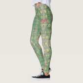 Floral Green Grey Tile Leggings (Links)
