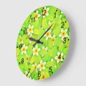 Floral Green Leaves Yellow Flowers Pattern-61717 Große Wanduhr (Winkel)