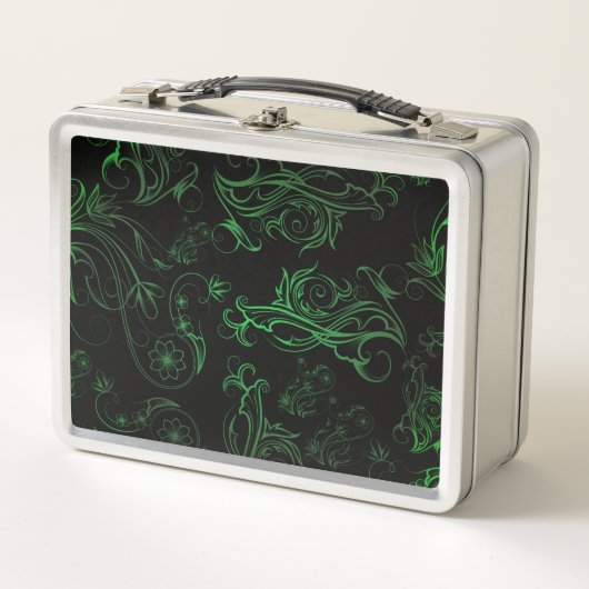 Floral Green Metal Lunch Box (Vorderseite)