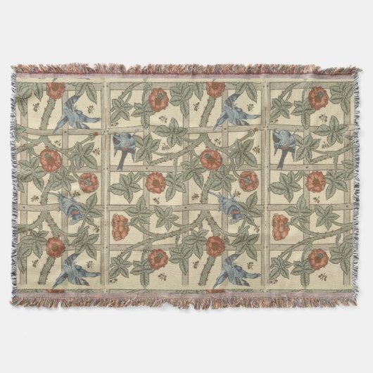 Floral Green Pink Vintag William Morris Trellis Decke (Vorderseite)