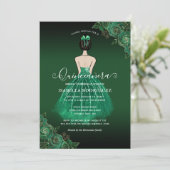 Floral Green Princess Gold Birthday Quinceañera Einladung (Stehend Vorderseite)