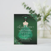Floral Green Princess Gold Birthday Quinceañera Postkarte (Stehend Vorderseite)