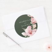 Floral Green Rose Magnolia Wedding Runder Aufkleber (Umschlag)