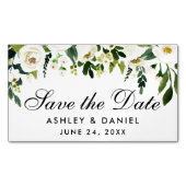 Floral Green Save the Date Mini Magnet (Vorderseite)