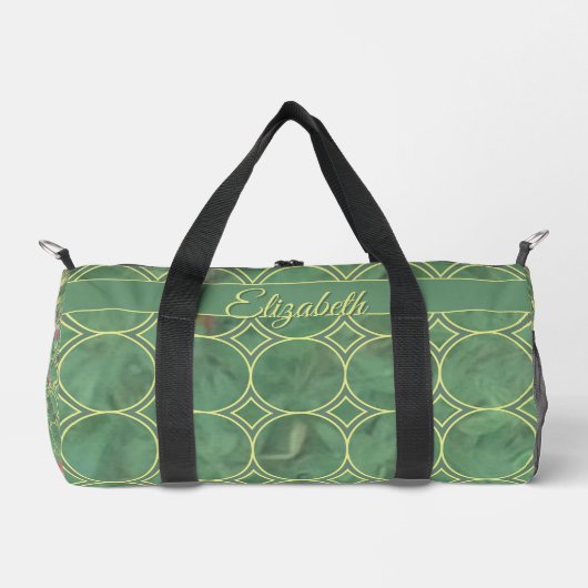 Floral Green Tile Duffle Bag (Vorderseite)
